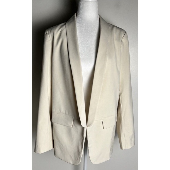 Blazer Jackets & Blazers - MOTF Womens Cream Open Swing Stretch Blazer Jacket‎ Sz L NWOT